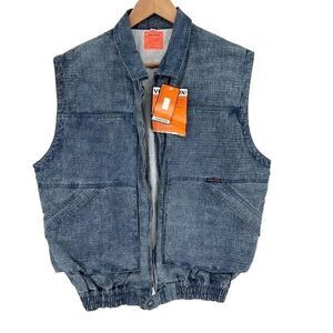 Violation Mens‎ Full Zip Vest Denim Jean Cowboy 100% Cotton Blue Size Large NWT